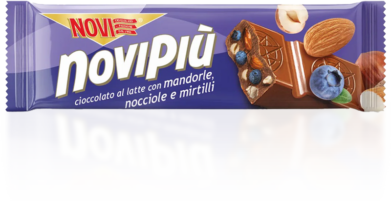<p>Novipiù al latte con mandorle,<br/>nocciole e mirtilli</p>
