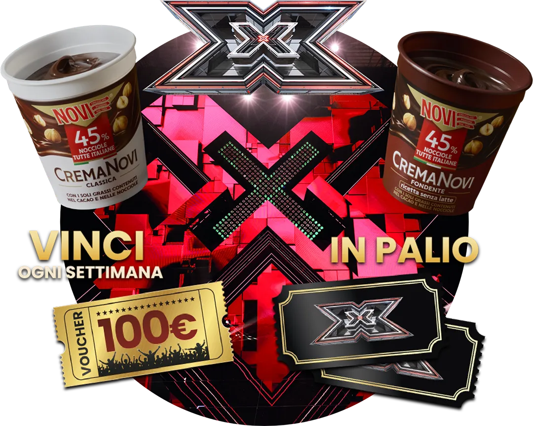 Vinci ogni settimana: in palio voucher da 100 euro e biglietti per X Factor, con i vasetti Crema Novi Classica e Fondente